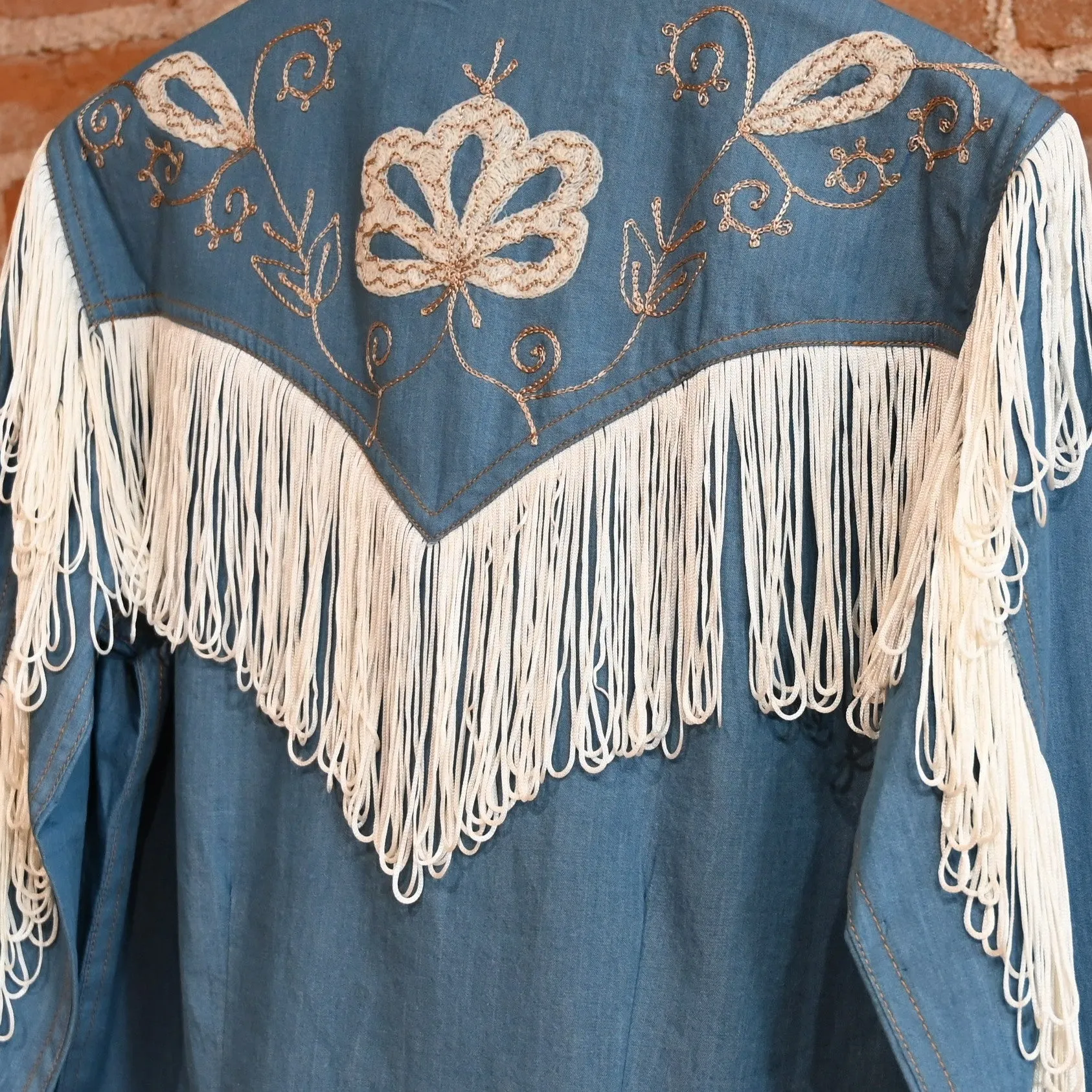 Women's Vintage Fringe Denim Embroidered Western Dress