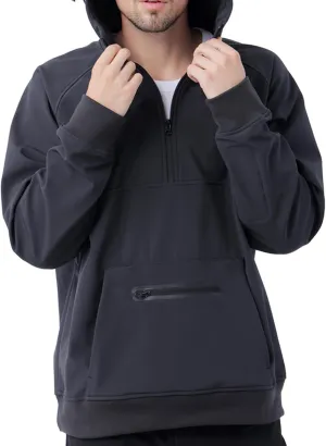 YINGJIELIDE Men's Rain Defender Loose Heavyweight Sweatshirt,Wind & Water Resistant Snow Jackets,Waterproof Fleece Hoodies