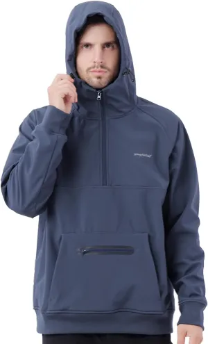 YINGJIELIDE Men's Rain Defender Loose Heavyweight Sweatshirt,Wind & Water Resistant Snow Jackets,Waterproof Fleece Hoodies